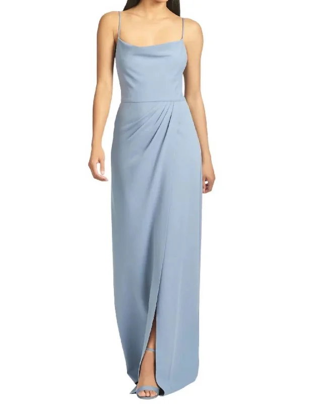 Women's High-Fashion Garments Elegant Contour Paulina Gown In Slate Blue