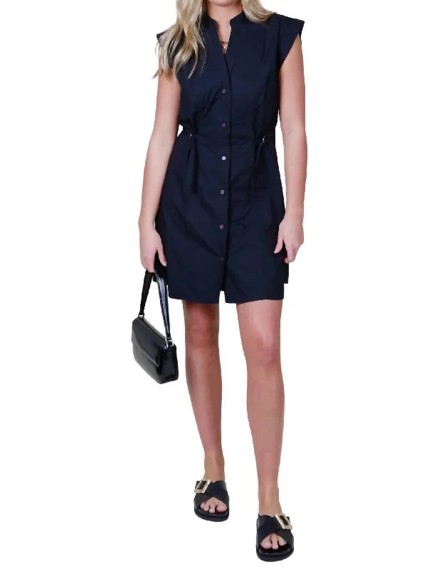 Women's Evening Outfit Casual Elegance Peyton Sleeveless Shirt Dress In Black