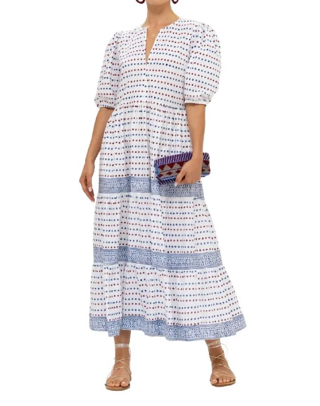 Women's Trendy Clothing Contemporary Elegance Puff Sleeve Maxi Dress In Ellis Blue