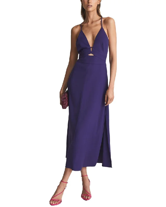 Women's Evening Wear Attire Hollywood Glam Award - Show Style Reiss Ellis Plunge Bodycon Midi Dress