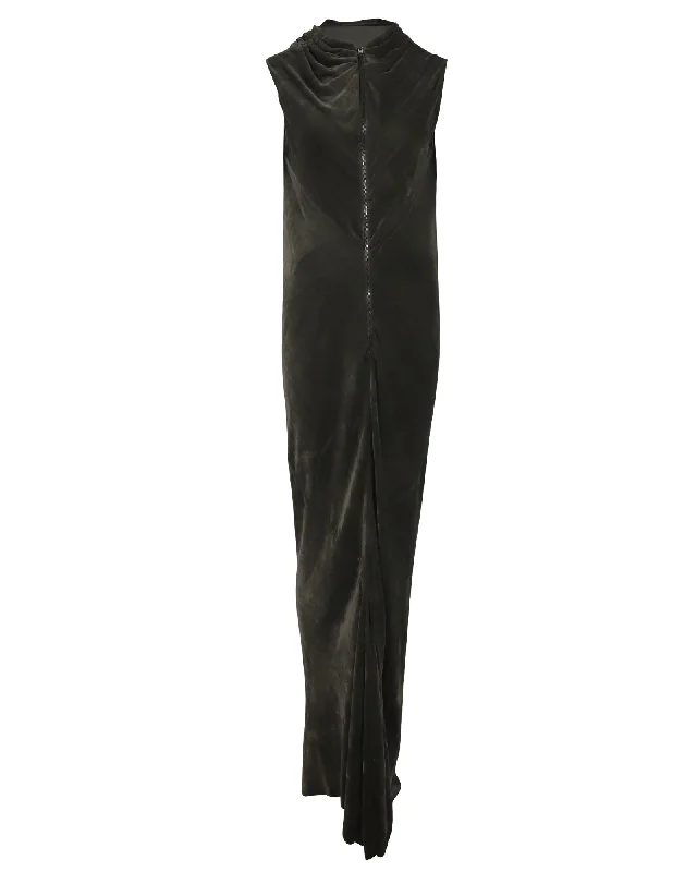 Women's Outerwear Apparel Great Deals on Ethnic Cultural Wear Rick Owens Bonnie Velvet Gown in Dark Grey Viscose