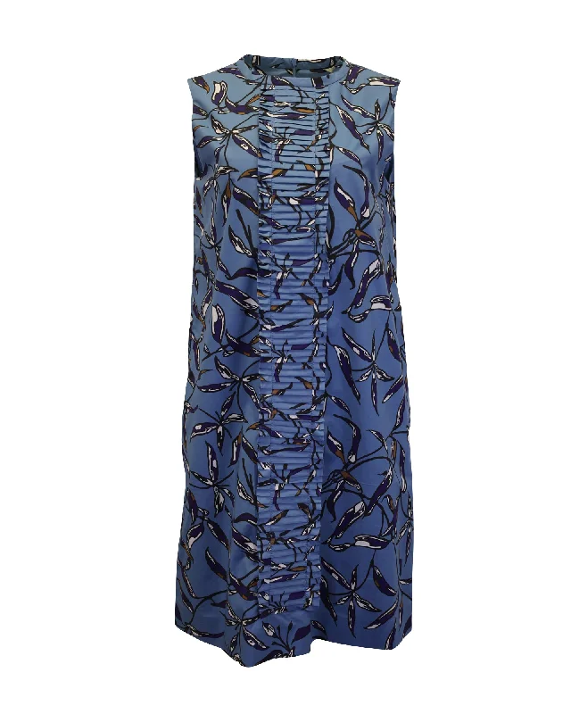 Women's Date Night Outfit Elevated Style 'S Max Mara Nola Sleeveless Printed Shift Dress in Blue Cotton