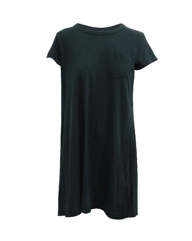 Tailored Clothing For Women Parisian Effortless Chic Style Sacai T-shirt Dress in Navy Blue Cotton