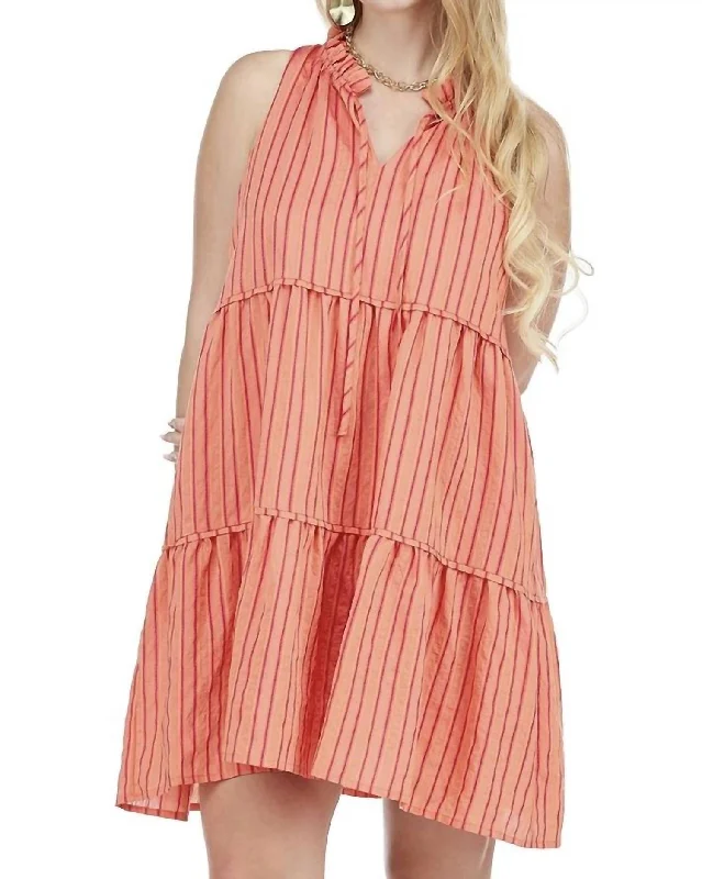 Women's Cozy Outfit For Lounging Classic Charm Sleeveless Dress In Orange