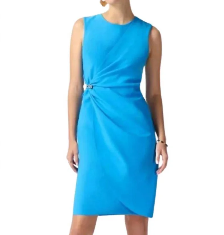 Women's Seasonal Attire Weekend Special Sleeveless Sheath Dress In Blue