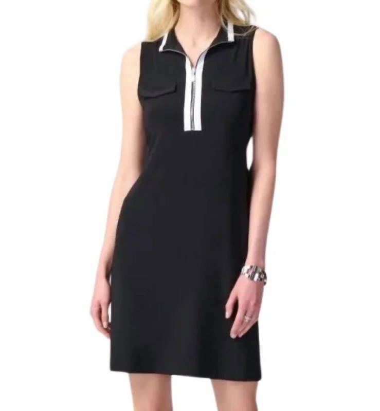 Women's Comfortable Lounge Garments Today Only Sleeveless Shift Dress Style In Black/vanilla