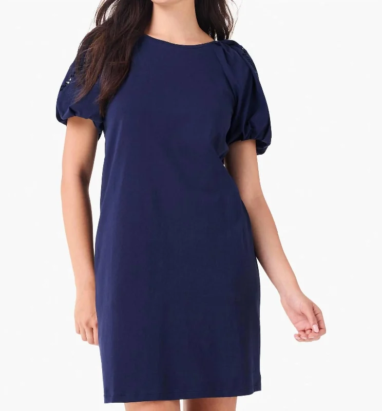 Comfortable Lounge Clothing Alluring Design Statement Sleeve T-Shirt Dress In Dark Indigo