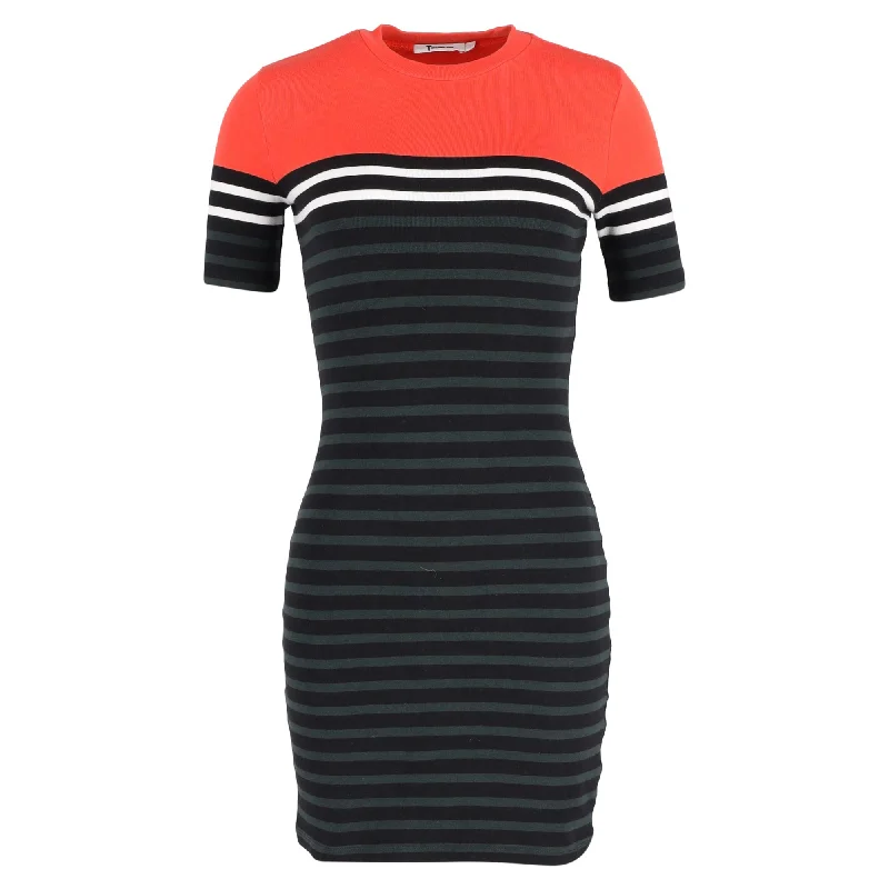 Women's Attire Final Clearance T by Alexander Wang Striped T-Shirt Dress in Multicolor Cotton