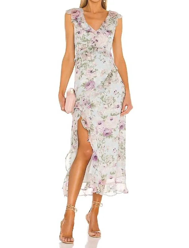 Women's Clothing For Travel Now on Sale for Chic Urban Styles Tempest Floral Dress In Ivory/lilac