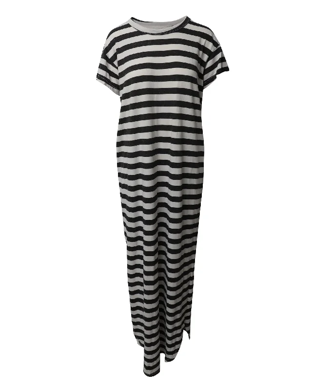 Fashionable Women's Clothing Vintage Elegance The Great Striped T-Shirt Dress in Black and White Cotton