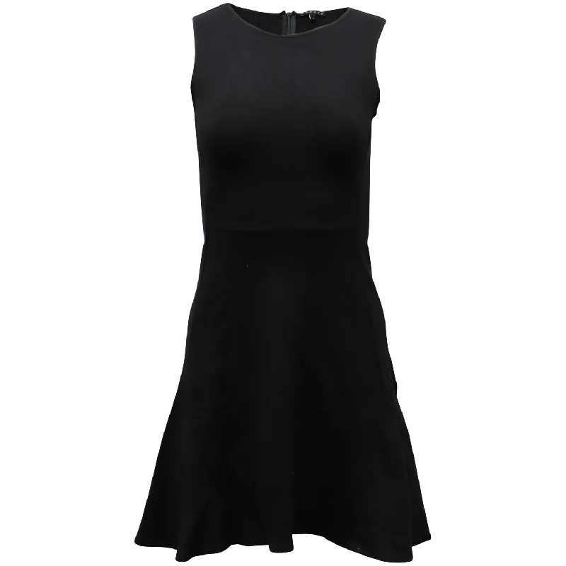 Women's Activewear Garments Feminine Flow Theory Nkay Sleeveless Fluted Dress in Black Cotton Blend