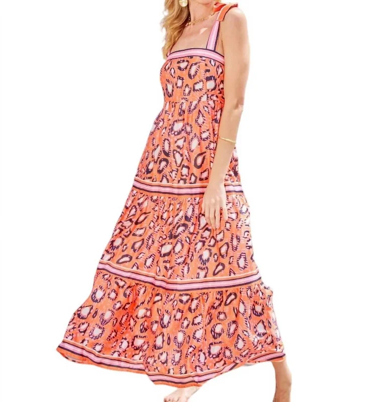 Fashion-Forward Women's Clothing Limited - Stock Tiered Maxi Dress In Abstract Border