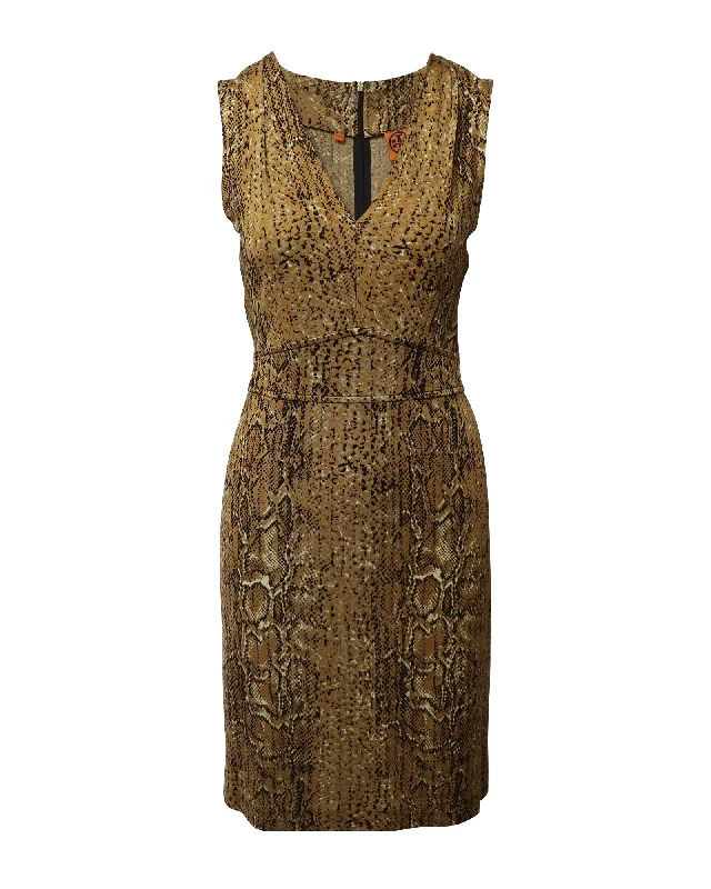 Women's Evening Garments Graceful Movement Tory Burch Snake Print Sleeveless Dress in Animal Printed Silk