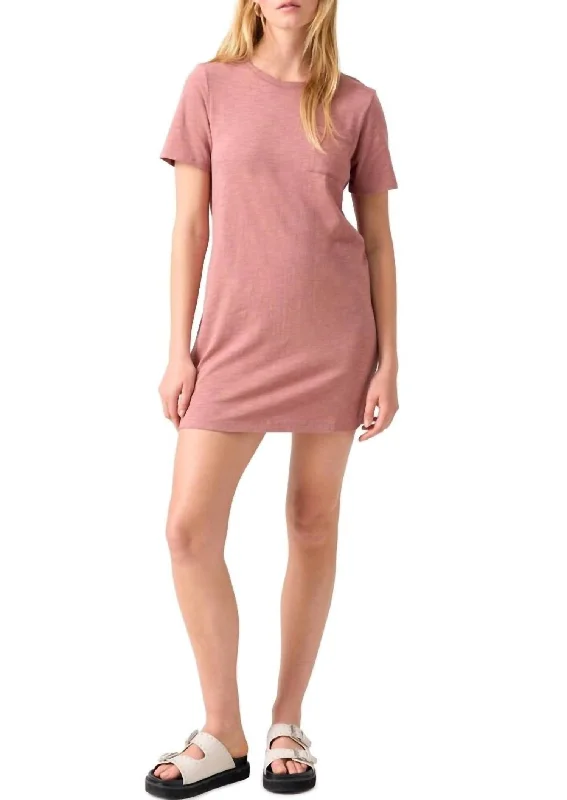 Women's Charming Outfit For Events Cottagecore Rustic Charm Style Traveler's T-Shirt Dress In Ash Rose