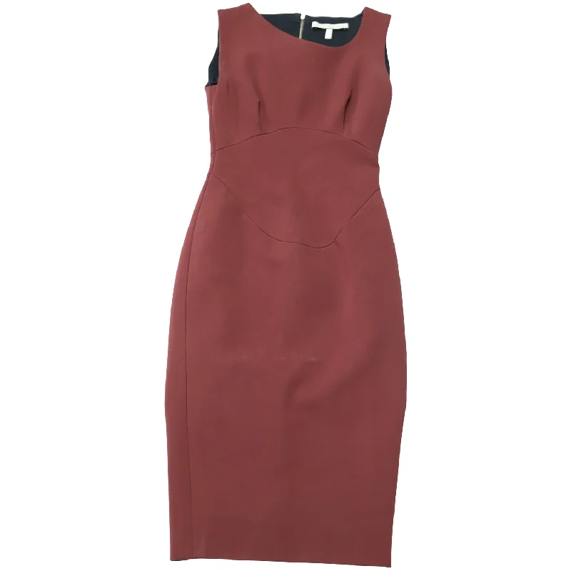 Women's Seasonal Attire Classic Timeless Elegant Style Victoria Beckham Bodycon Sleeveless Dress in Burgundy Viscose