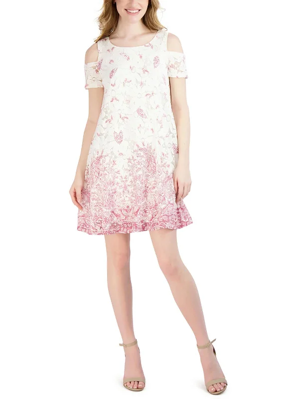 Women's Outfit For The Office Disco - Inspired Retro Dance Look Womens Lace Floral Mini Dress