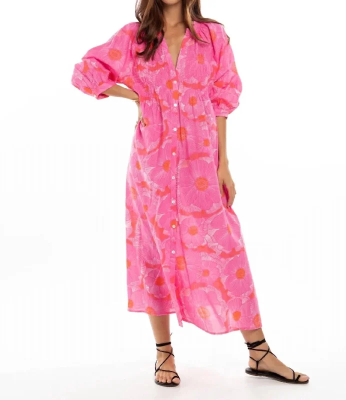 Women's Vintage-Inspired Clothing Limited - Stock Yvette Shirt Dress In Fuchsia