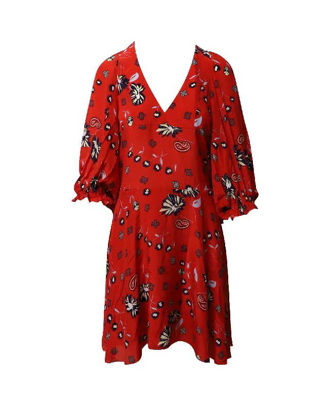 Trendy Athleisure Clothing For Women Chic Allure Zadig & Voltaire Remi Daisy Floral Midi Dress in Red Silk